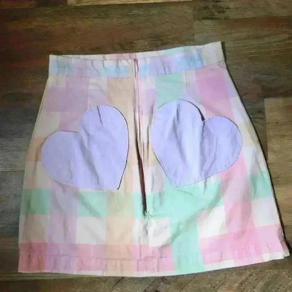 Handmade Pastel Heart Pocket Mini Skirt Size S - Picture 1 of 5